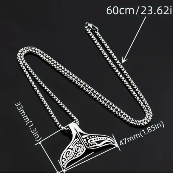Unisex Silver Whale Tail Pendant Necklace NEW! Great for Gift Giving!! - Picture 2 of 2